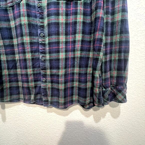 William Murray Golf Flannel Shirt Mens L Multicolor Plaid Cotton Stretch Pleated - Picture 7 of 16
